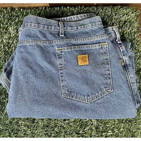 Carhartt Men's Relaxed Fit Straight Leg Flannel Lined Blue Jeans Size 48 x 32 - Picture 5 of 5